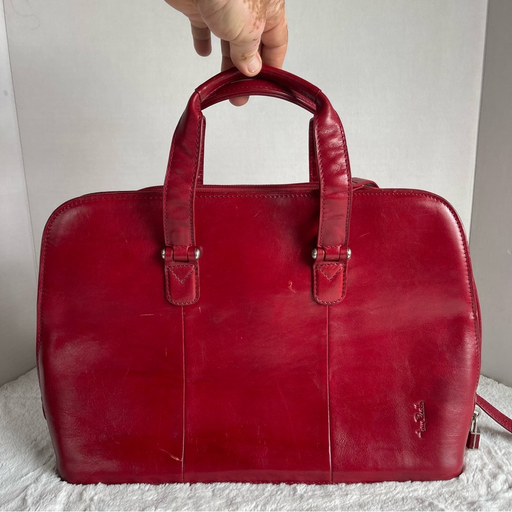 Classic Ladies Tony Perotti Briefcase,  Laptop Bag. Red Leather. Gently Used.
